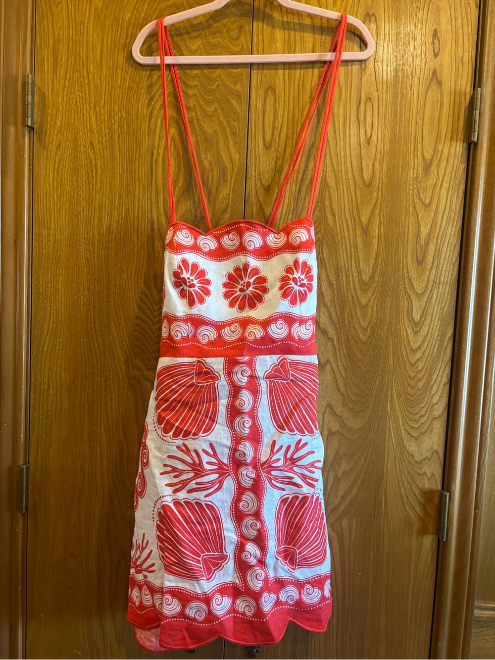FARM Rio Ainika Shell Red White Nautical Mini Dress XL NWT - Picture 3 of 5